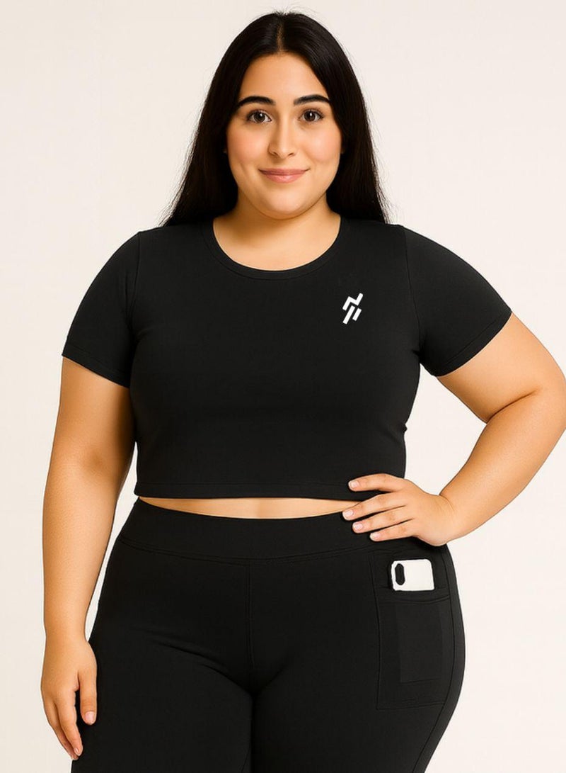 Moveletix Plus Size Shorts Smart Pocket Premium - Card Airpod slot & Plus Size Activewear Crop Top Soft - Image 3