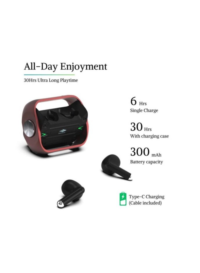 Mezone Twizt ENC True Wireless Gaming Earbuds with LED, Smart Touch Control & Hifi Stereo Sound Earphones Black  - Image 5
