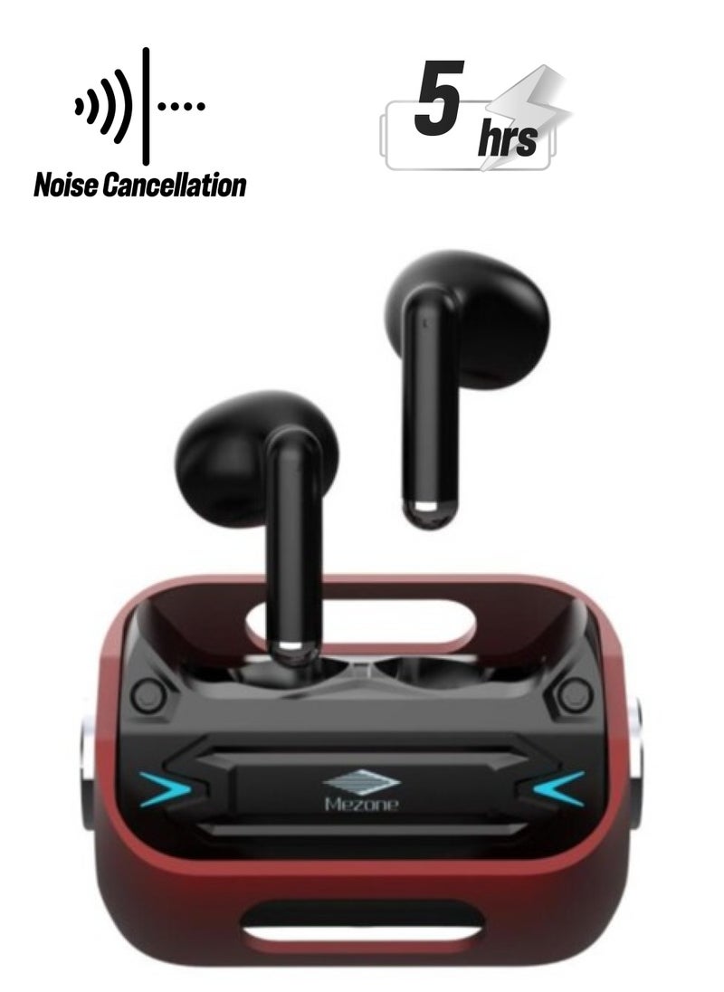 Mezone Twizt ENC True Wireless Gaming Earbuds with LED, Smart Touch Control & Hifi Stereo Sound Earphones Black  - Image 1