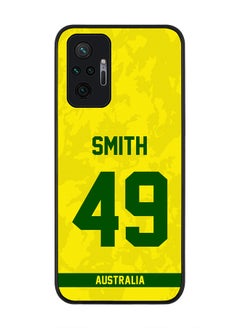 Rugged Black Edge Case for Redmi Note 10 Pro 4G, Slim fit Soft Case Flexible Rubber Edges Thin Cover - Player Name - Steve Smith, Jersey Number- 49