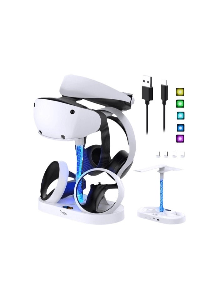 دول حامل شحن مزدوج لجهاز PSVR2 – شاحن سريع مع عمود إضاءة RGB – قاعدة أنيقة موفرة للمساحة لوحدات تحكم PSVR2  - Image 1