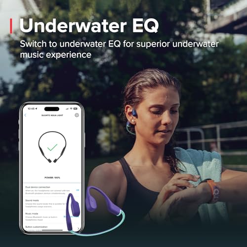SUUNTO Aqua Light Swimming Open-Ear Bluetooth Headphone, 32GB MP3 Player for Running, Bone Conduction Headphone w/Dual-Mic, IP68 Waterproof, 10H Playtime & APP Support, 28g Lightweight, Reef Blue - Image 5