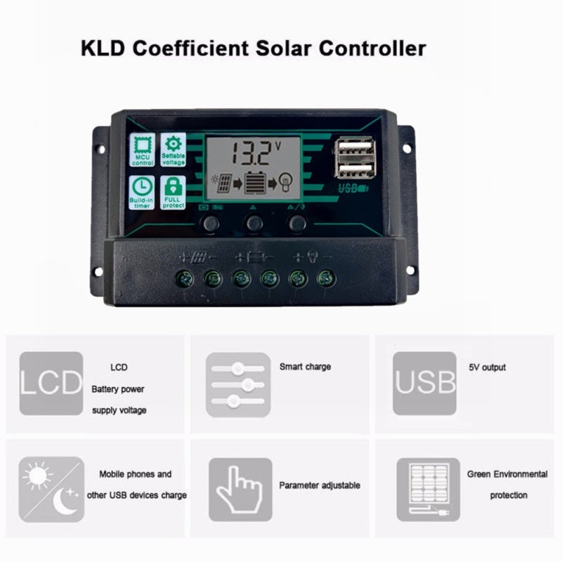 MPPT PWM Solar Controller Solar Panel Battery Regulator Dual USB LCD Display Solar Controller - Image 4