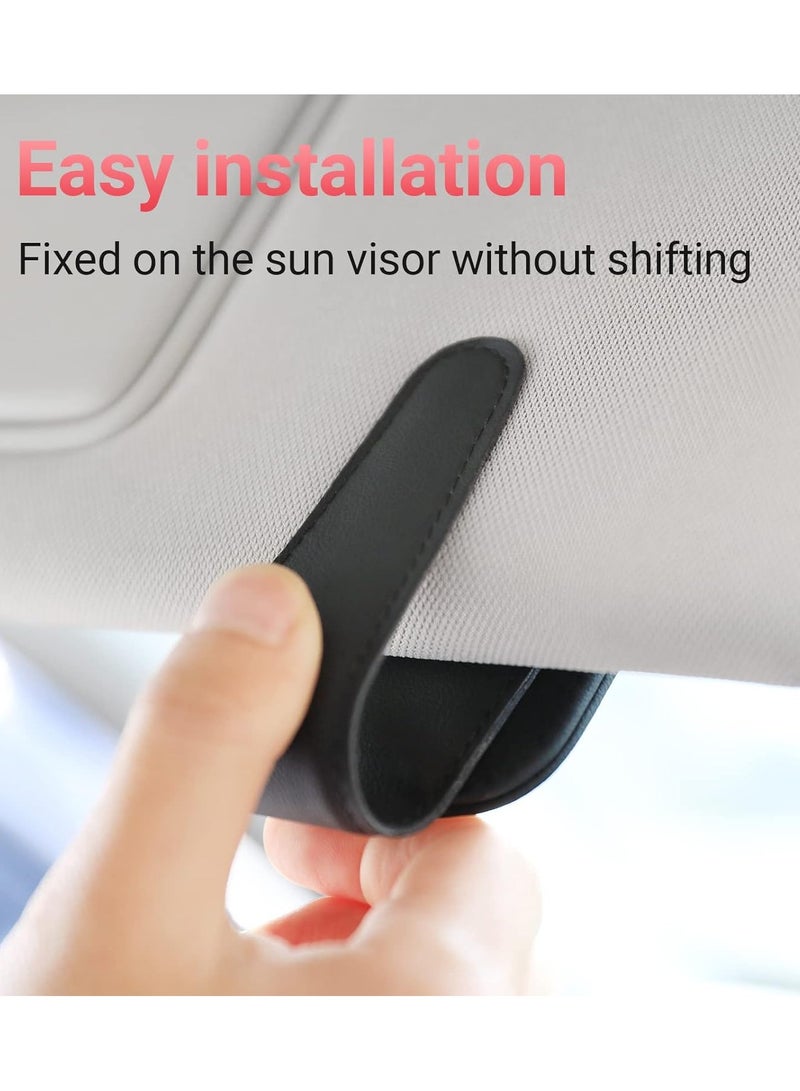 QIBANG 2pcs Sunglass Holder for Car Visor Sunglasses Clip Magnetic Leather Glasses Eyeglass Holder Truck Car Interior Accessories Universal for Woman Man -Black - Image 4