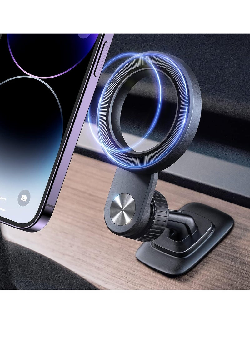 GUDOO Universal Car Mount Magnetic Phone Holder for Car Dash Mount Phone Holder Fit Curved Surface Flexible Rotation Compatible with iPhone 14 13 12 Pro Max Plus Mini MagSafe Case  - Image 1
