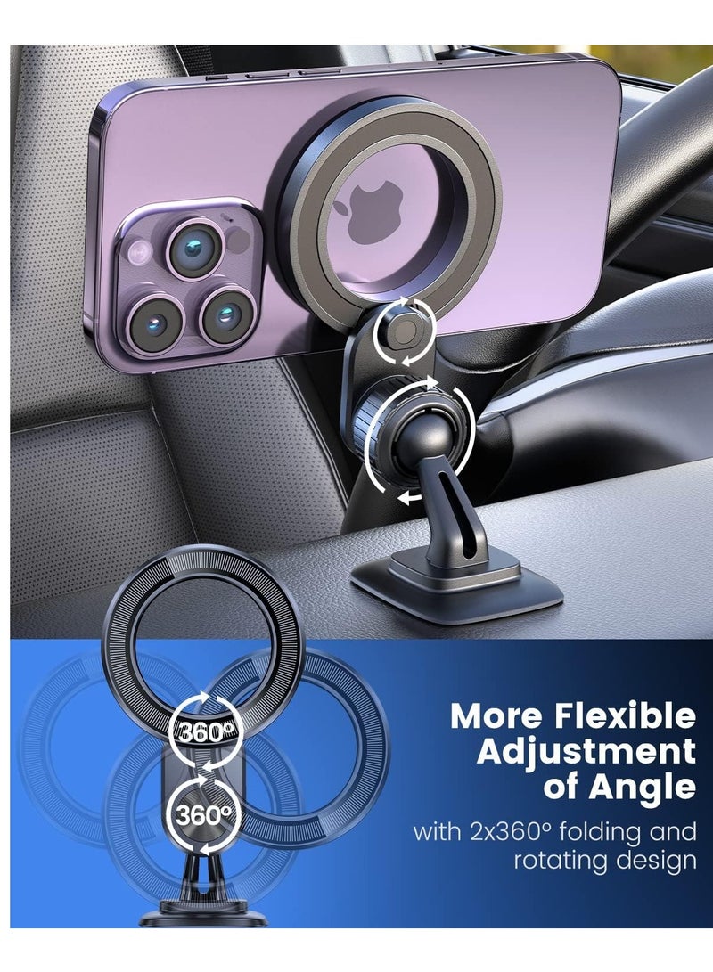 GUDOO Universal Car Mount Magnetic Phone Holder for Car Dash Mount Phone Holder Fit Curved Surface Flexible Rotation Compatible with iPhone 14 13 12 Pro Max Plus Mini MagSafe Case  - Image 3