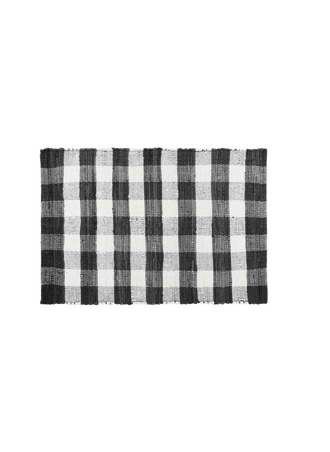 GLAMBURG - Cotton Buffalo Check Plaid Rugs Washable Handwoven Checkered Rug Welcome Door Mat 22X34 Rug For Kitchen Bathroom Outdoor Porch Laundry Living Room Farmhouse Reversible Rag Rug Black White - Image 1