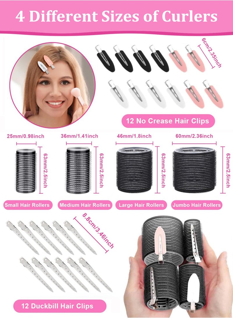 ثمانية فيبيهاوس مجموعة من 49 قطعة من بكرات الشعر، 60 بكرة شعر مقاس 46 و36 و25 ملم للشعر الطويل والمتوسط والقصير، بكرات شعر ذاتية التثبيت مع 24 قطعة من مشابك الشعر ومشط واحد، بكرات شعر بدون حرارة بأربعة أحجام (6 كبيرة جدًا/6 كبيرة/6 متوسطة/6 صغيرة) - Image 2