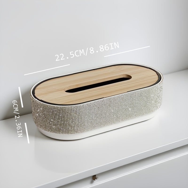 Silver Rhinestone Luxury Tissue Box Storage Premium Home Gift Sparkling Handmade - Image 5
