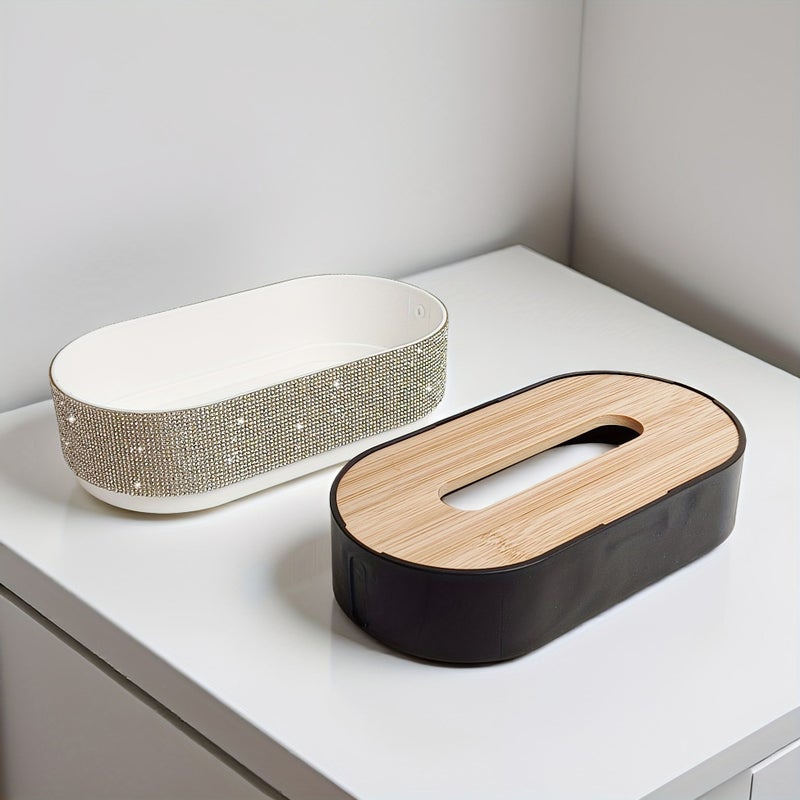 Silver Rhinestone Luxury Tissue Box Storage Premium Home Gift Sparkling Handmade - Image 4