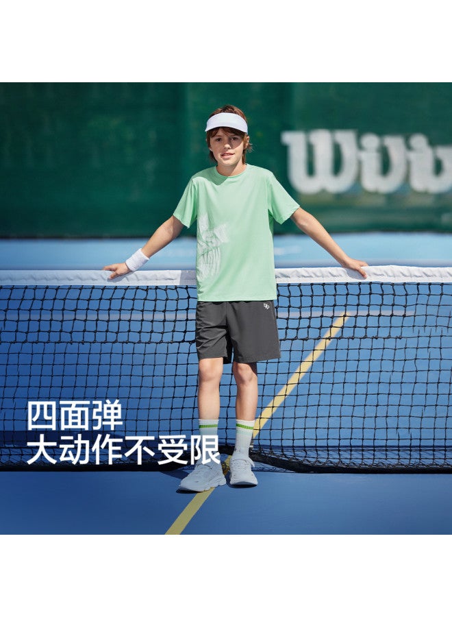 Balabala Quick-dry Cool Kids Tennis Outfit Boys' Sportswear Set Summer Short Sleeve Shorts Breathable Comfort For Big Kids - Image 2