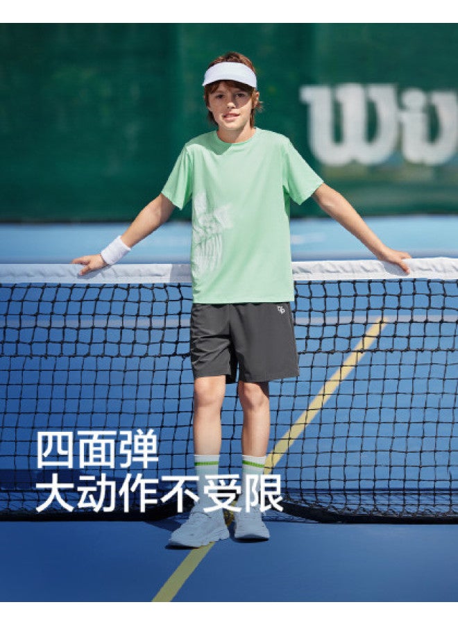 Balabala Quick-dry Cool Kids Tennis Outfit Boys' Sportswear Set Summer Short Sleeve Shorts Breathable Comfort For Big Kids - Image 1