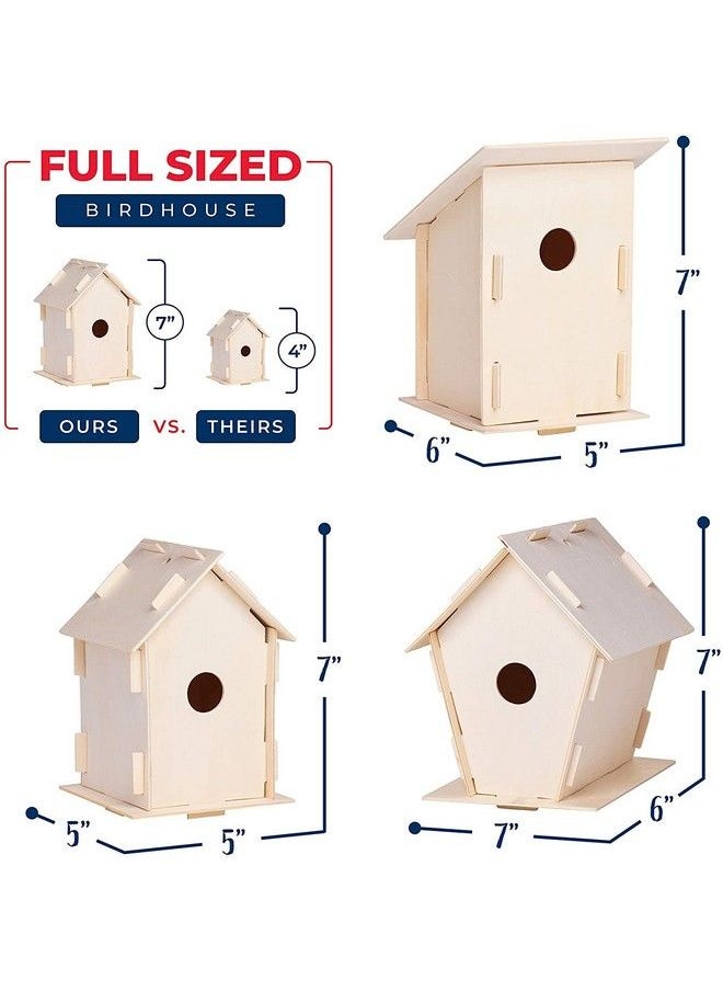 Neliblu - 12 Wooden Birdhouses Crafts For Girls And Boys Kids Bulk Arts And Crafts Set 12 Diy Unfinished Wood Birdhouse Kits 12 Paint Strips 12 Paintbrushes & Stickers For Children To Build & Paint - Image 1