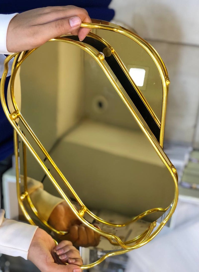 طقم صوانى تقديم مرايا بيضاوي  بألوان جميله و مختلفه غير قابل للصدأ شيك جدا في التقديم لمعان مرايا  الطقم قطعتين بأحجام تناسب كافه أحتياجاتك طقم صواني تقديم استيل مرايه علي المغناطيس - Image 1