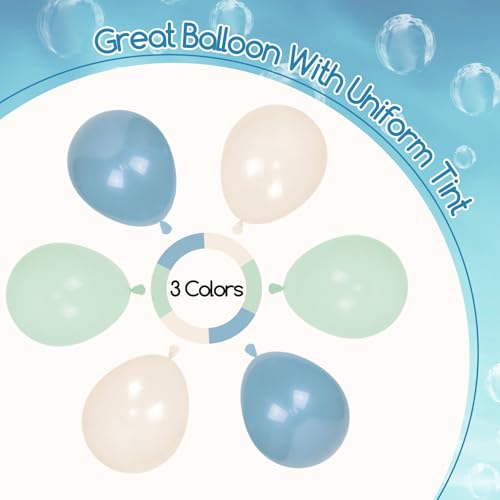 Leraqertra 60pcs Under the Sea Balloons 12inch Blue and Green Balloons with Dusty Blue Pastel Teal Sand White Clear Balloon for Under the Sea Beach Ocean Pool Themed Baby Shower Birthday Party Decorations - Image 5