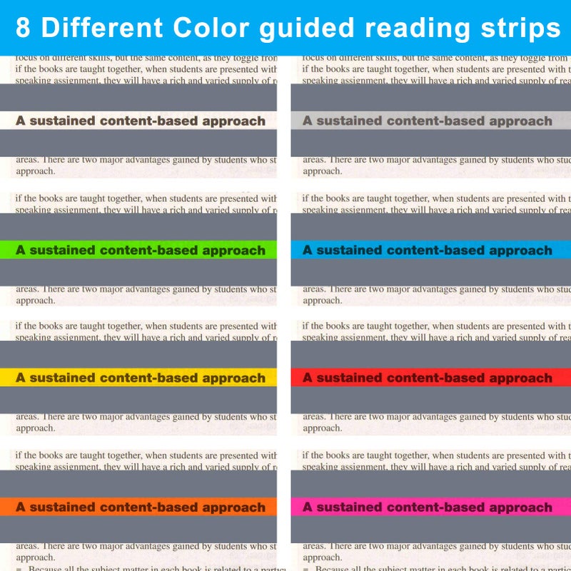 Heetobcos Guided Reading Strips/Colored Overlay/Highlight Strips/Highlighter/Bookmark/Assorted Colors Help with Dyslexia for Children and Teacher Supply Assistant (8 Pack) - Image 3