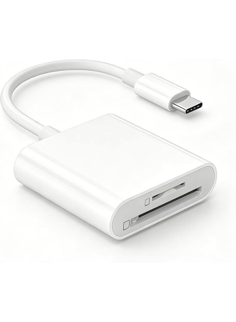 USB C SD Card Reader, Type C SD Card Reader, Supports SD and Micro SD Memory Card Adapters for iPhone 15 16 17/iPad/MacBook/Mac, Trail Camera Viewer Plug and Play -2 Slots - Image 1