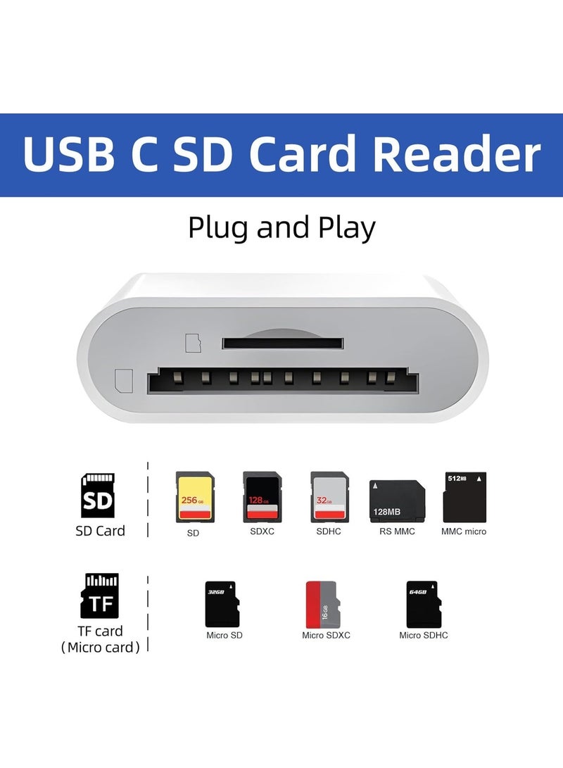 USB C SD Card Reader, Type C SD Card Reader, Supports SD and Micro SD Memory Card Adapters for iPhone 15 16 17/iPad/MacBook/Mac, Trail Camera Viewer Plug and Play -2 Slots - Image 2