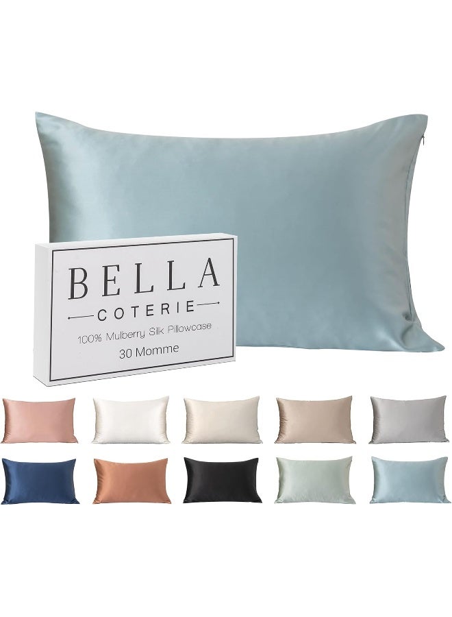 BC BELLA COTERIE Luxury Silk Pillowcase for Hair and Skin | 30 Momme | 100% Pure 6A Mulberry Silk | Super Soft | Perfectly Plush [Standard, Slate Blue]  - Image 1