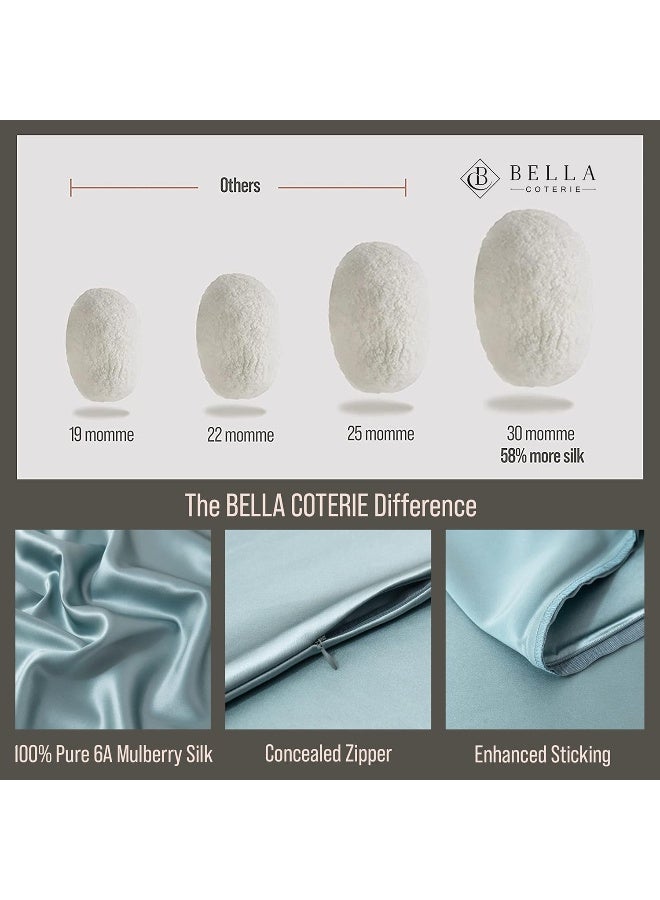 BC BELLA COTERIE Luxury Silk Pillowcase for Hair and Skin | 30 Momme | 100% Pure 6A Mulberry Silk | Super Soft | Perfectly Plush [Standard, Slate Blue]  - Image 3