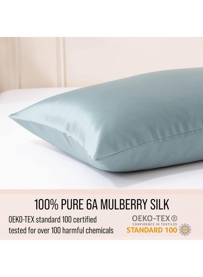 BC BELLA COTERIE Luxury Silk Pillowcase for Hair and Skin | 30 Momme | 100% Pure 6A Mulberry Silk | Super Soft | Perfectly Plush [Standard, Slate Blue]  - Image 4