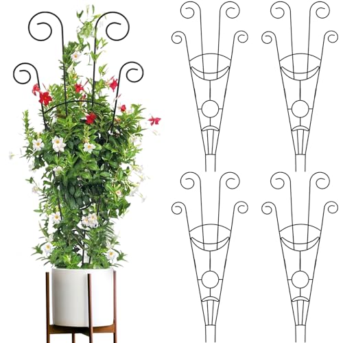 ZOUTOG Trellis for Climbing Plants Indoor 4 Pack 30 Inch,Rustproof Metal Garden Trellis for Potted Plants,Sturdy Houseplant Support Indoor Outdoor for Ivy Pothos Monstera Hoya Flower Vine (Black Moon) - Image 1