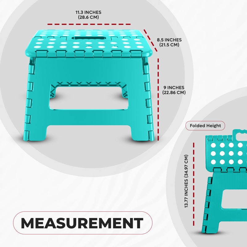 Utopia Home Folding Step Stool with Handle â€“ 9 Inch Anti Slip Collapsible Stool â€“ Holds Up to 300 lbs â€“ Sturdy Plastic Step Stool Foldable for Kitchen, Bathroom and Home Use (1-Pack, Teal) - Image 3