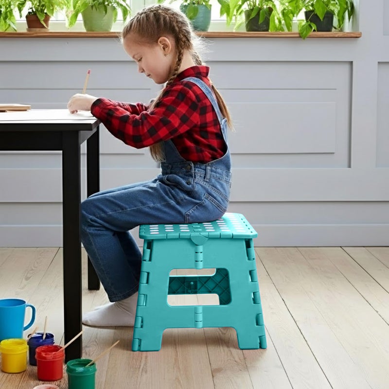 Utopia Home Folding Step Stool with Handle â€“ 9 Inch Anti Slip Collapsible Stool â€“ Holds Up to 300 lbs â€“ Sturdy Plastic Step Stool Foldable for Kitchen, Bathroom and Home Use (1-Pack, Teal) - Image 2