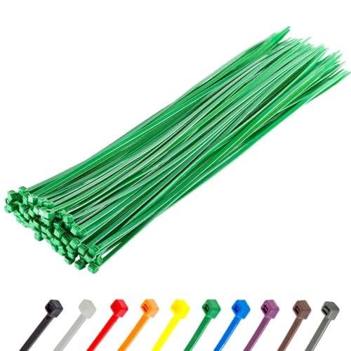 GTSE 14 Inch Green Zip Ties, 100 Pack, 50lb Strength, UV Resistant Long Nylon Cable Ties, Self-Locking 14" Tie Wraps - Image 1