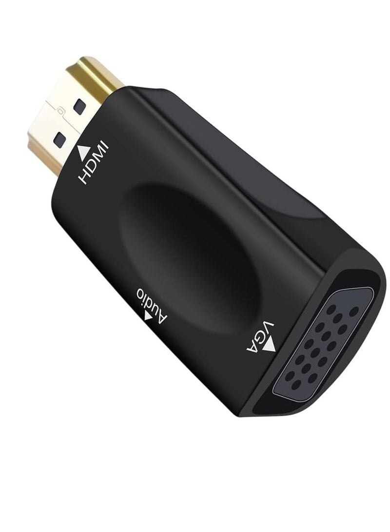 Dtech HDMI to VGA Adapter with 3.5mm Audio Port for Computer Monitor TV Video HD 1080P Male Input, Female Output, Black - Image 1