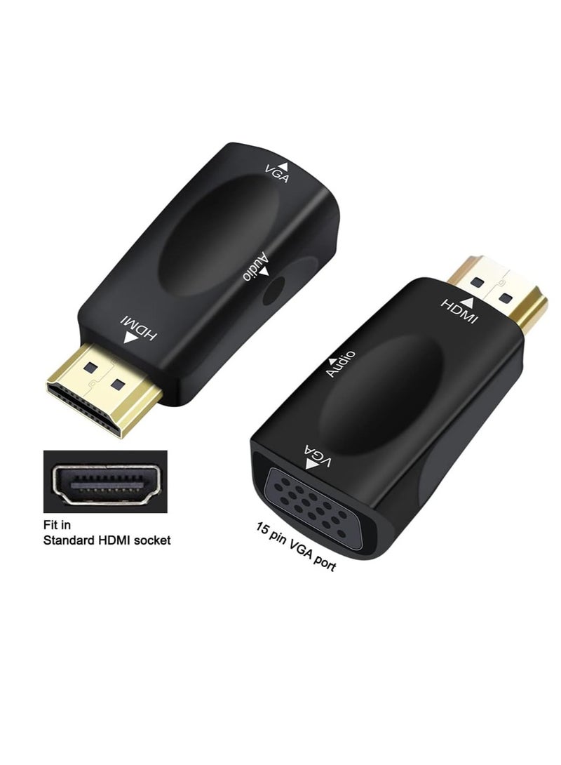 Dtech HDMI to VGA Adapter with 3.5mm Audio Port for Computer Monitor TV Video HD 1080P Male Input, Female Output, Black - Image 3