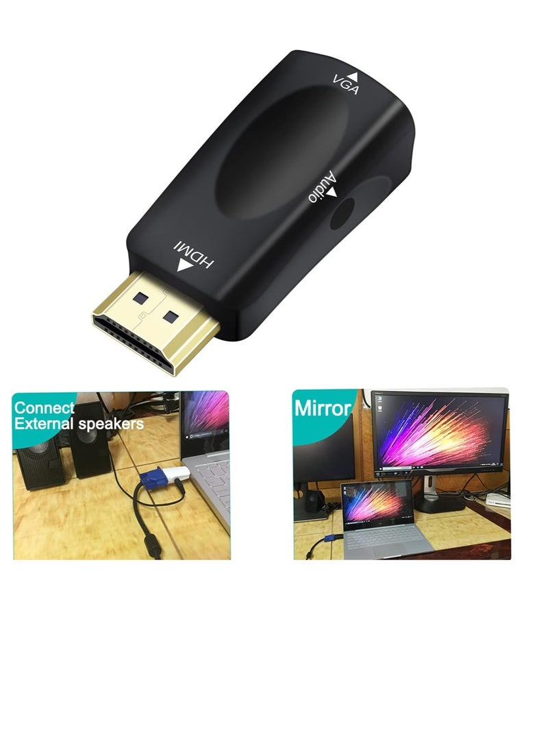 Dtech HDMI to VGA Adapter with 3.5mm Audio Port for Computer Monitor TV Video HD 1080P Male Input, Female Output, Black - Image 4