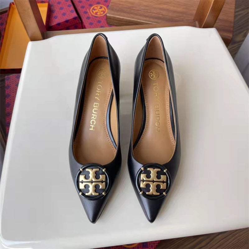 Tb Early Spring New High Heels Pure Original Single Shoes Shallow Mouth Pointed Shoes Slip-On Women'S Shoes Thick Heel Professional Work Shoes For Women - Image 4
