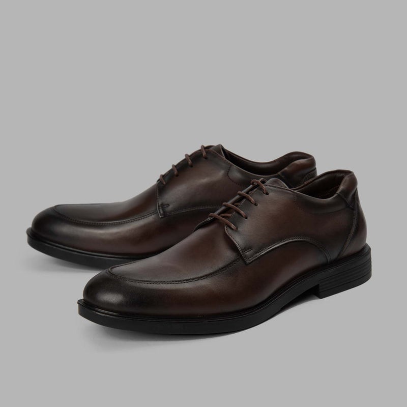 Brio Derby Moc Toe Shoes - BROWN