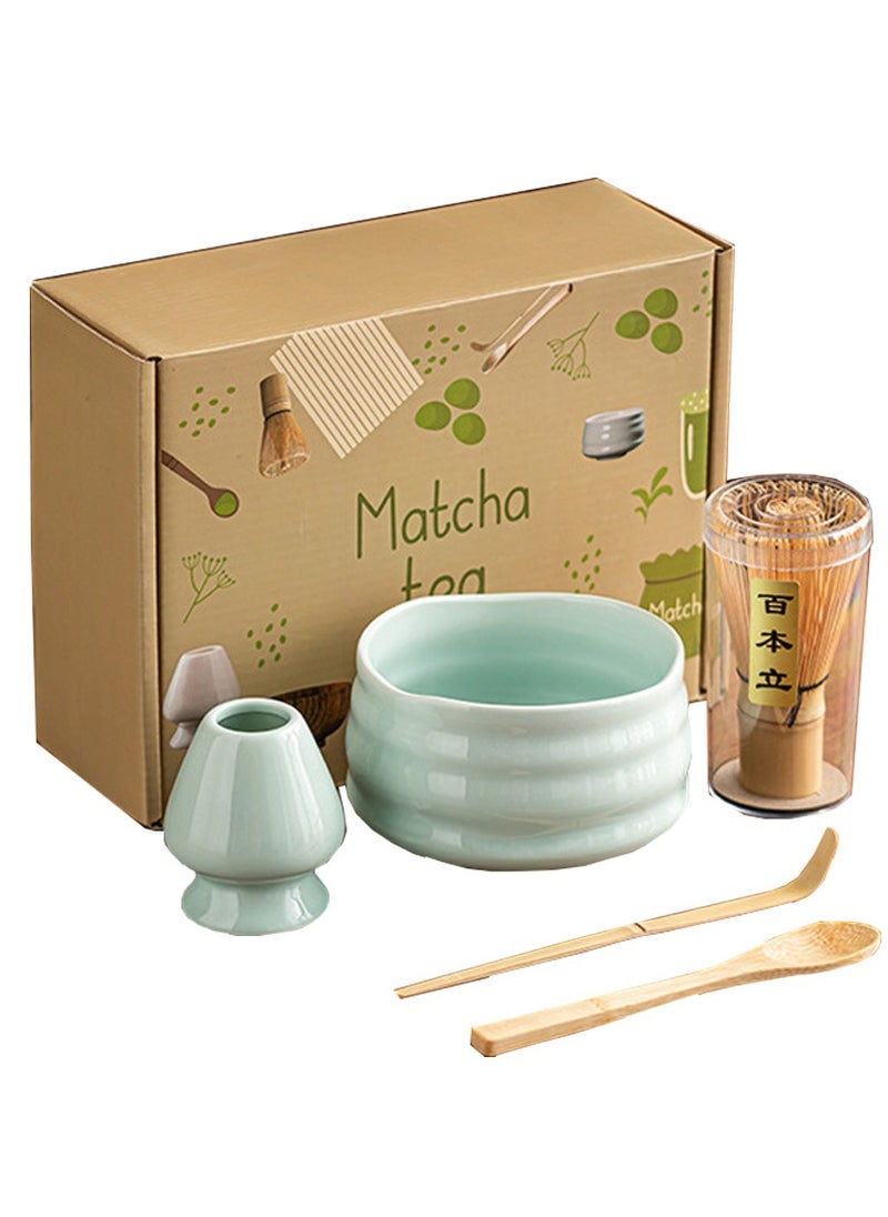 Al Aoyama 5-Pcs Matcha Kit Set Whisk and Bowl with Spout & Measuring Spoon Japanese Tea Making Tools  - Image 1