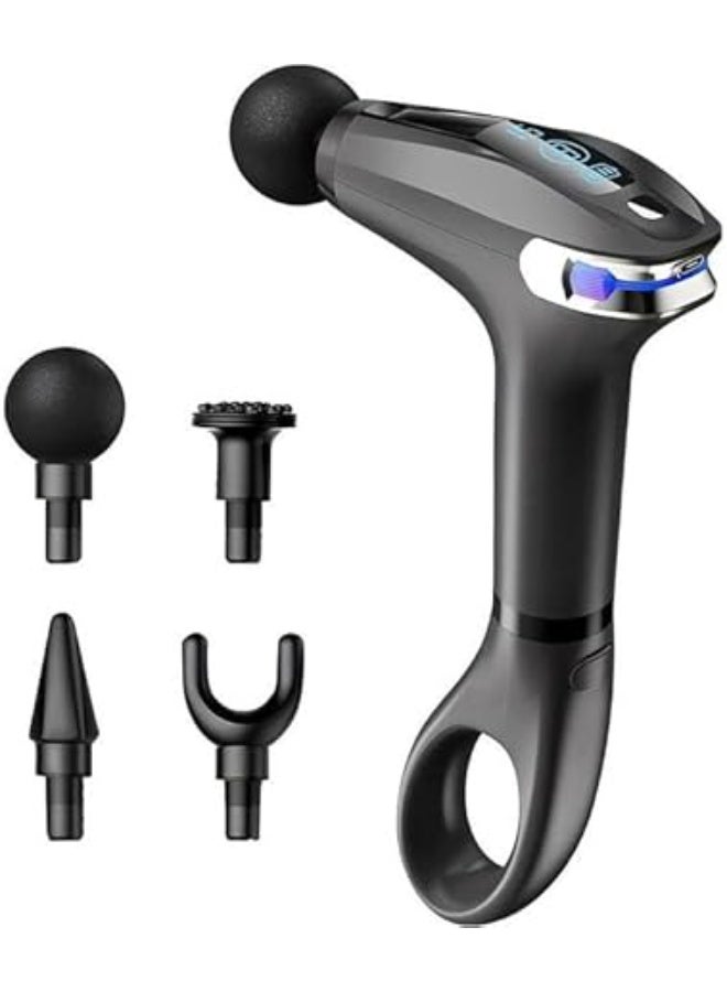 مسدس تدليك العضلات، احترافي منخفض الضوضاء 4 رؤوس ، مدلك الظهر والرقبة H-005  اسود - Image 1