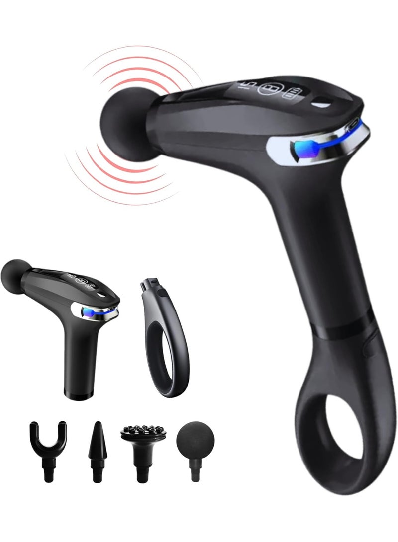 مسدس تدليك العضلات، احترافي منخفض الضوضاء 4 رؤوس ، مدلك الظهر والرقبة H-005  اسود - Image 3