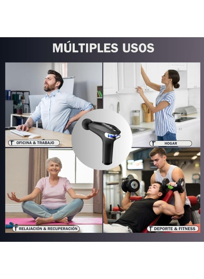 مسدس تدليك العضلات، احترافي منخفض الضوضاء 4 رؤوس ، مدلك الظهر والرقبة اسود - Image 4