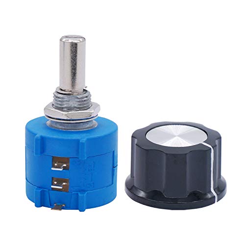 Taiss 2pcs 3590S Rotary Potentiometer 10k ohm Potentiometer 10-Turn Wire Wound Precision, Precision Multi Turn Wirewound Potentiometer+2pcs A03 knob (3590S-2-103L 10k ohm) - Image 3