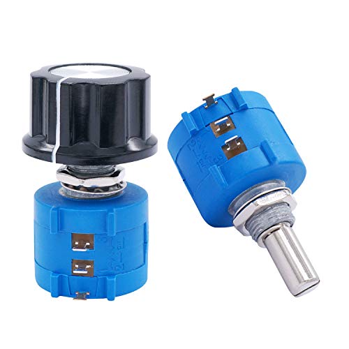 Taiss 2pcs 3590S Rotary Potentiometer 10k ohm Potentiometer 10-Turn Wire Wound Precision, Precision Multi Turn Wirewound Potentiometer+2pcs A03 knob (3590S-2-103L 10k ohm) - Image 2