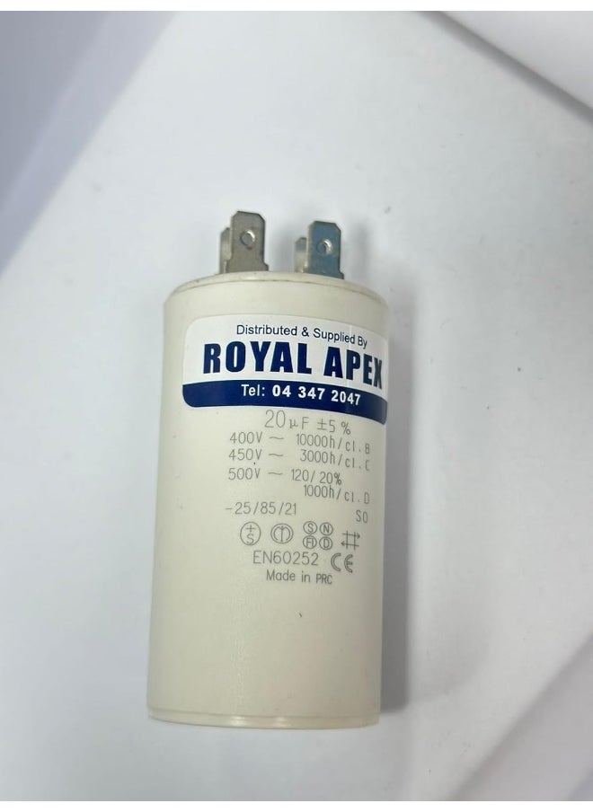 Royal Apex 2 Pin Pvc Round Capacitor For Motor Compressor Etc Ce En60252 2 Pin 20Mfd 20µf  - Image 2