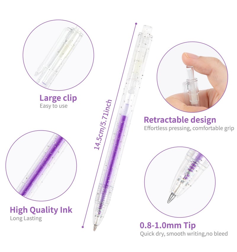Joyask Glitter Gel Pens, 18 Colors Metallic Vibrant Sparkle Pen for Coloring Journaling Drawing Doodling Colored Pen Colored Gel Pens Fun Pens 0.8-1mm - Image 3