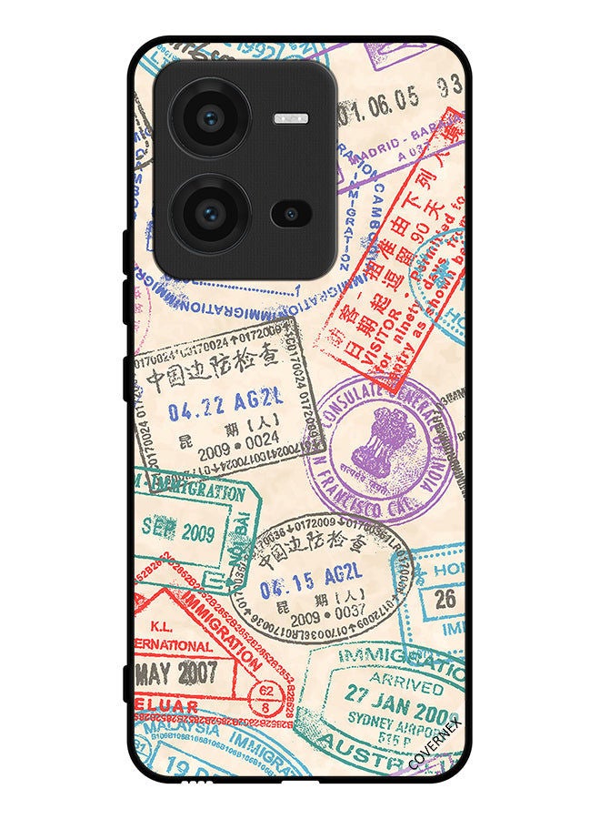 Covernex Protective Case Cover For vivo V25 Travel Stamps Pattern - Image 1