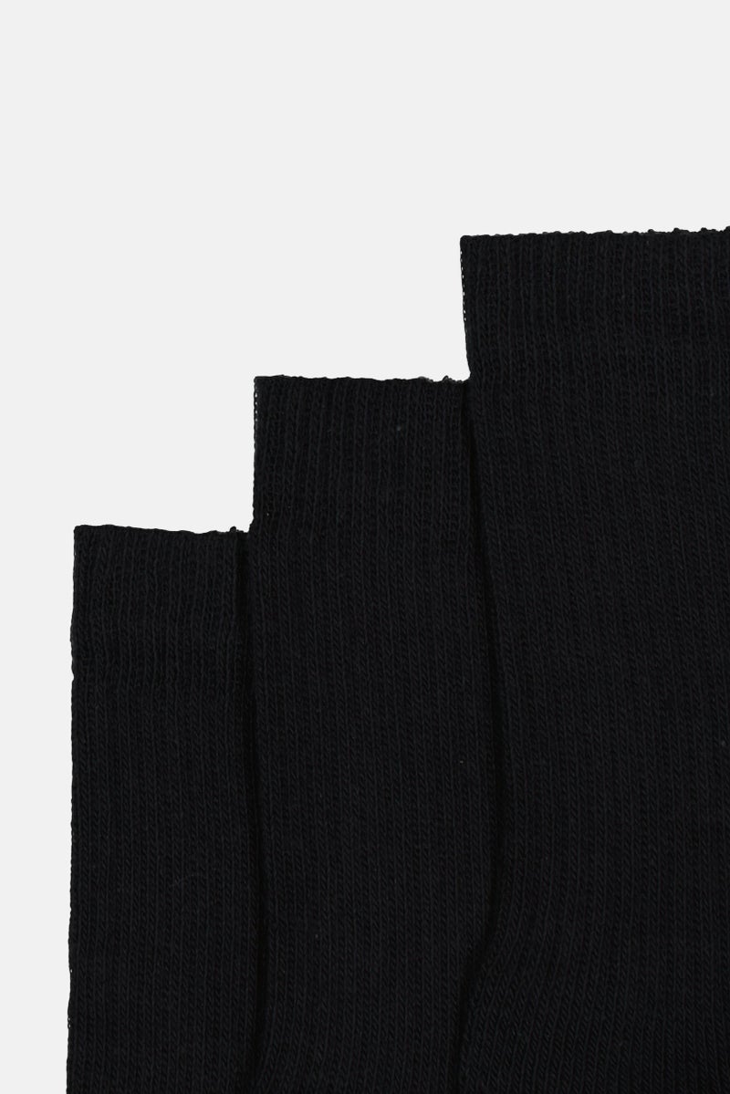 Reebok Men 3 Pair Brand Logo Ankle Socks, Black - Image 2