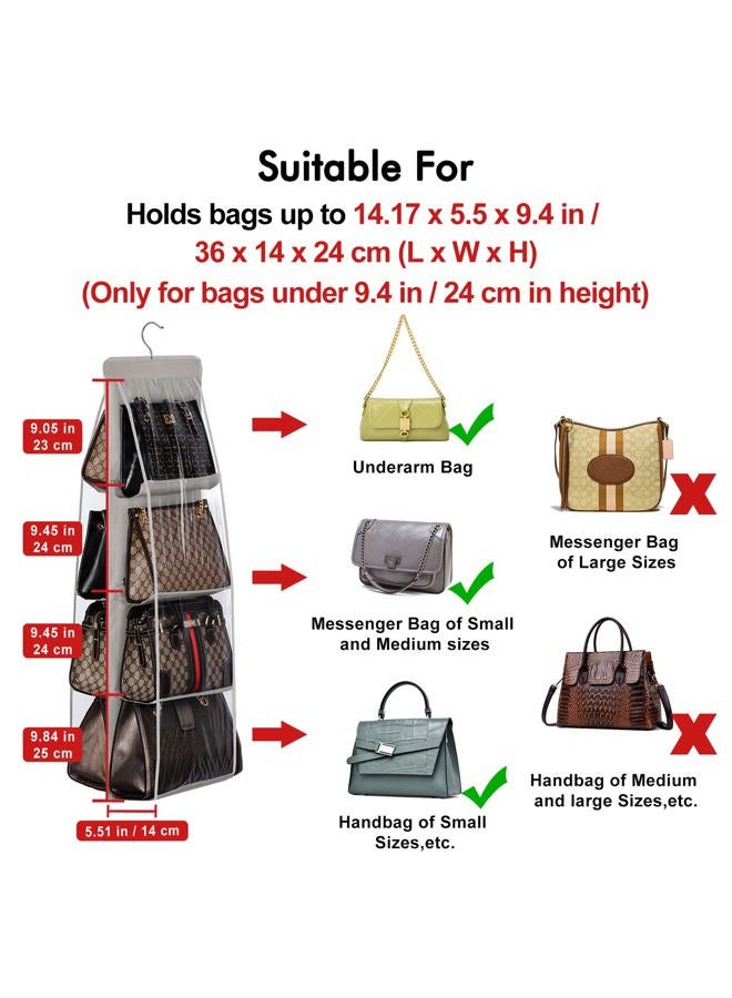 Lirex Handbag Hanging Organizer (8 Pocket), Hanging Purse Organizer for Closet Organizers and Storage Hanger Oxford Cloth Closet Organizer for Family Closet Bedroom, Foldable Universal Fit, Black - Image 2