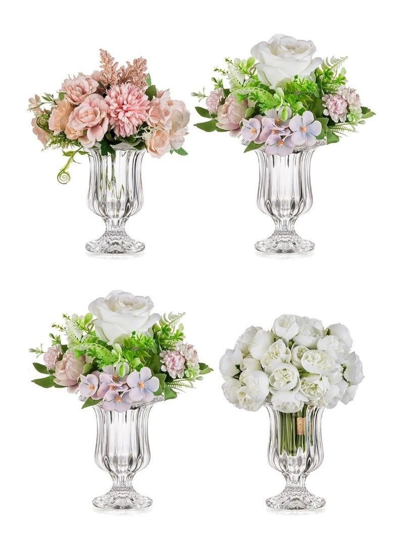 Home zone Set of 4 Small Pedestal Flower Vases Footed Urn for Flowers, Dining Table Decoration - Image 1