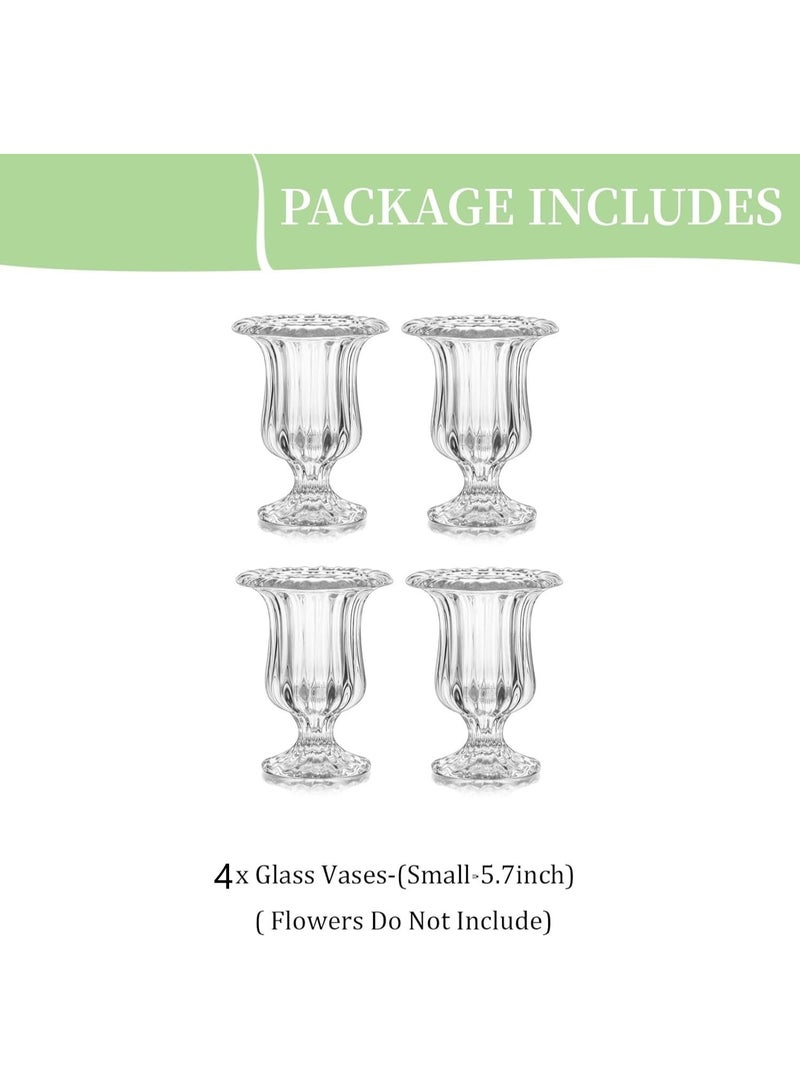 Home zone Set of 4 Small Pedestal Flower Vases Footed Urn for Flowers, Dining Table Decoration - Image 3