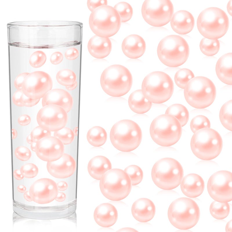 ZEBMOON 200PCS Light Pink Faux Pearls Beads for Centerpiece Vases, Vase Filler Faux Pearls, No Holes Filler Beads for Party Anniversary Birthday Wedding Table Decor, 10/14/20/30mm - Image 1