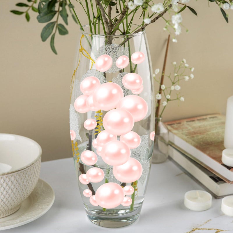 ZEBMOON 200PCS Light Pink Faux Pearls Beads for Centerpiece Vases, Vase Filler Faux Pearls, No Holes Filler Beads for Party Anniversary Birthday Wedding Table Decor, 10/14/20/30mm - Image 4