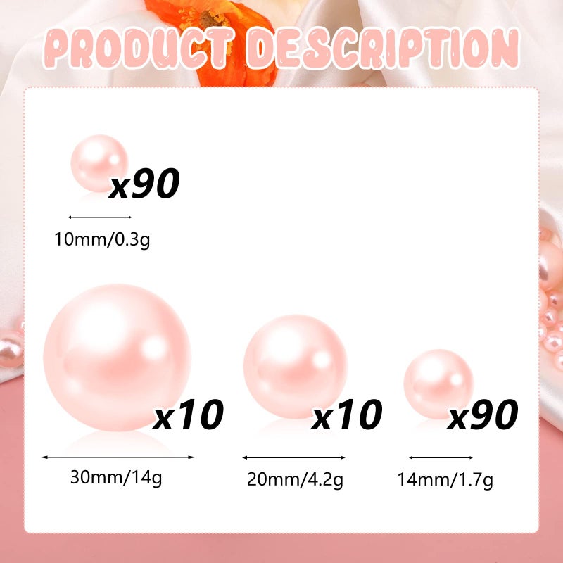 ZEBMOON 200PCS Light Pink Faux Pearls Beads for Centerpiece Vases, Vase Filler Faux Pearls, No Holes Filler Beads for Party Anniversary Birthday Wedding Table Decor, 10/14/20/30mm - Image 2